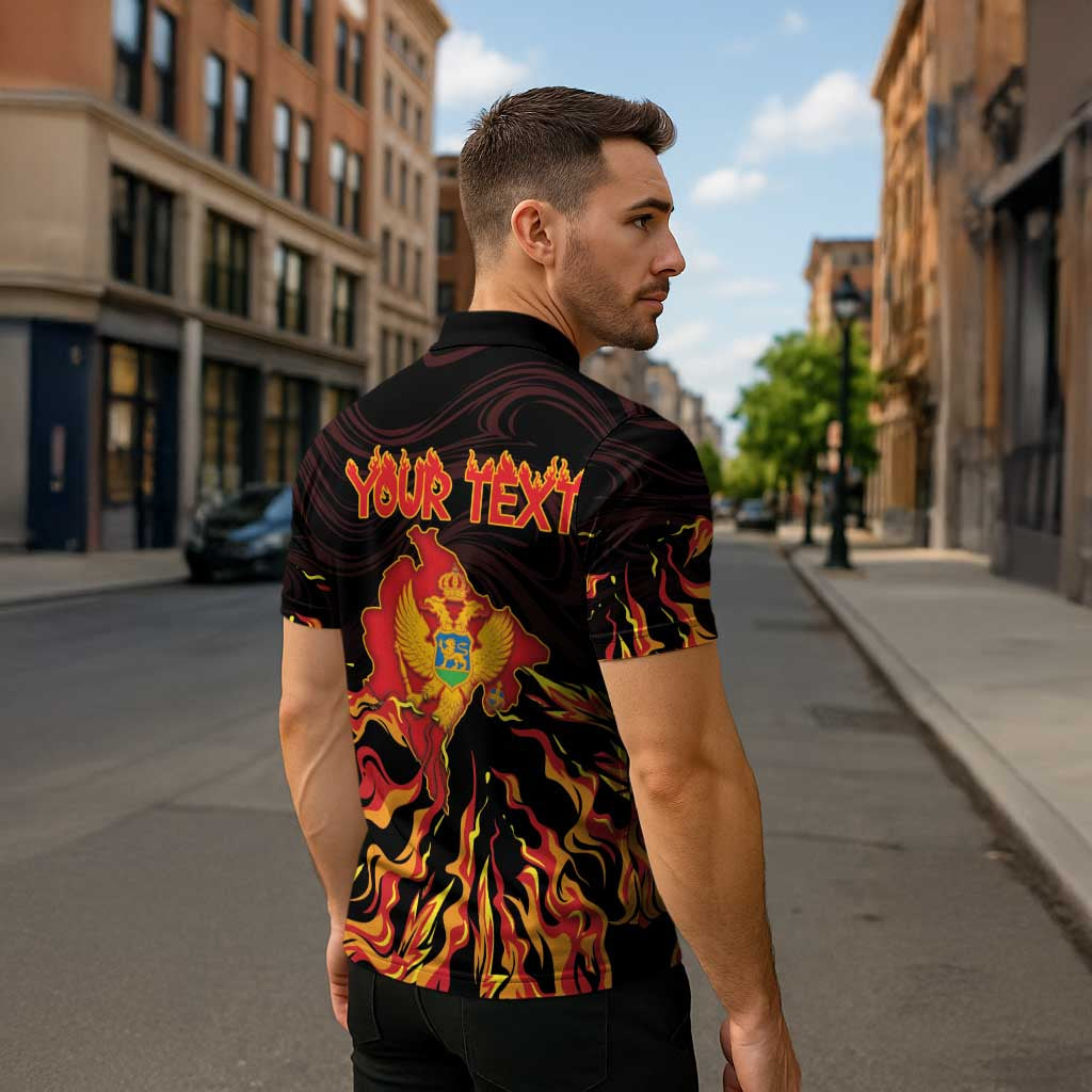 Personalized Montenegro Zipper Polo Shirt Coat Of Arms Fire Style - Wonder Print Shop