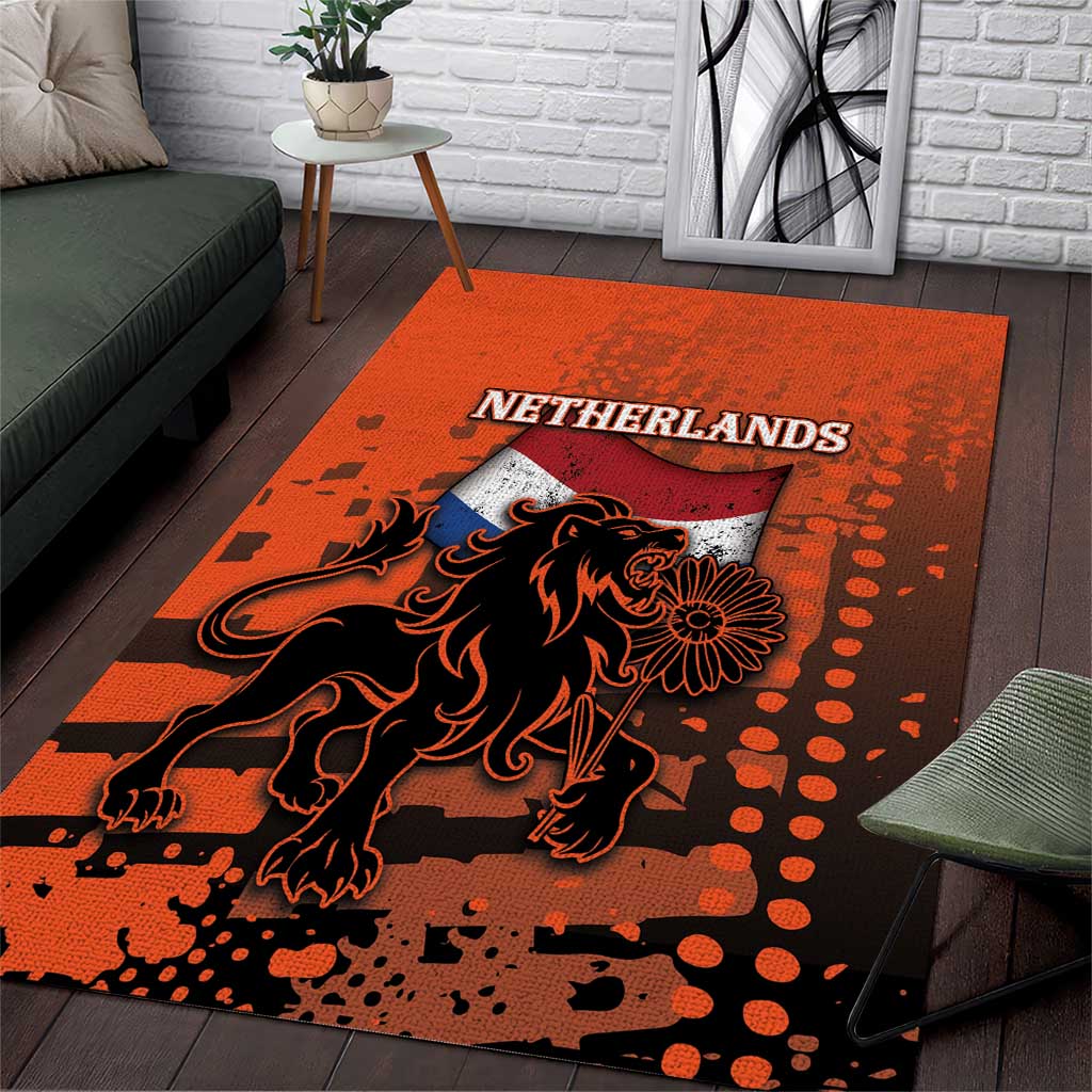 Netherlands Area Rug Lion With Daisy Flower - Wonder Print Shop