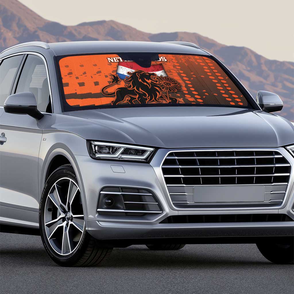 Netherlands Auto Sun Shade Lion With Daisy Flower - Wonder Print Shop