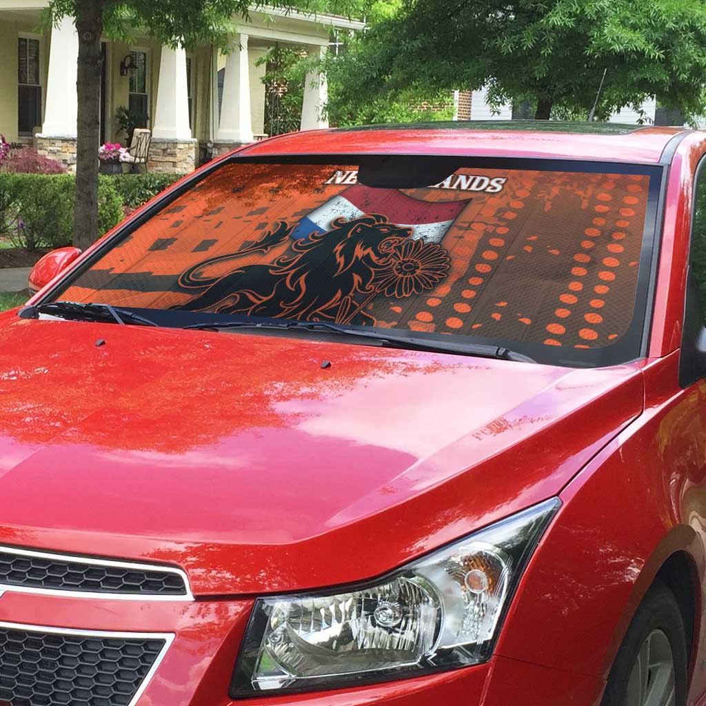 Netherlands Auto Sun Shade Lion With Daisy Flower - Wonder Print Shop