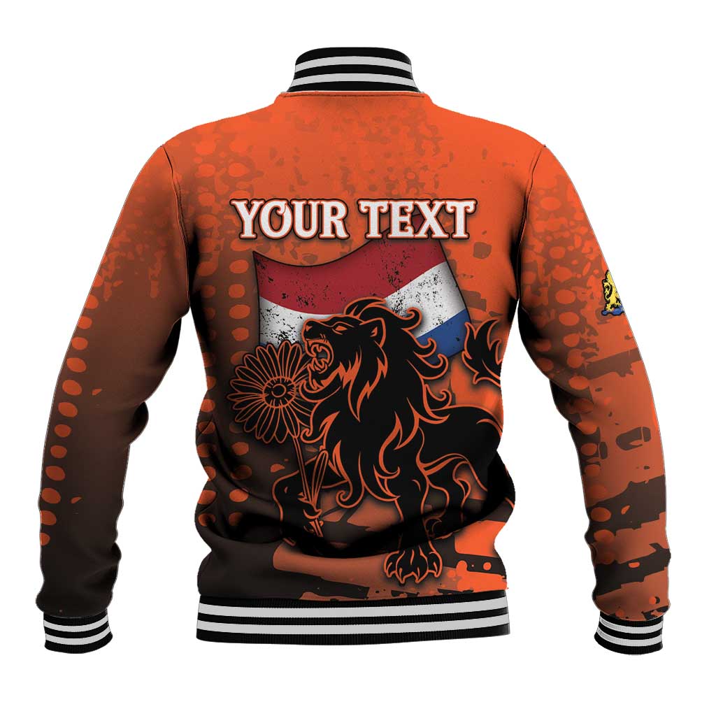 Personalized Netherlands Baseball Jacket Lion With Daisy Flower - Wonder Print Shop