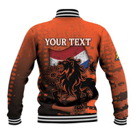 Personalized Netherlands Baseball Jacket Lion With Daisy Flower - Wonder Print Shop