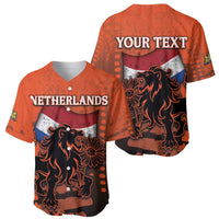 Personalized Netherlands Baseball Jersey Lion With Daisy Flower - Wonder Print Shop