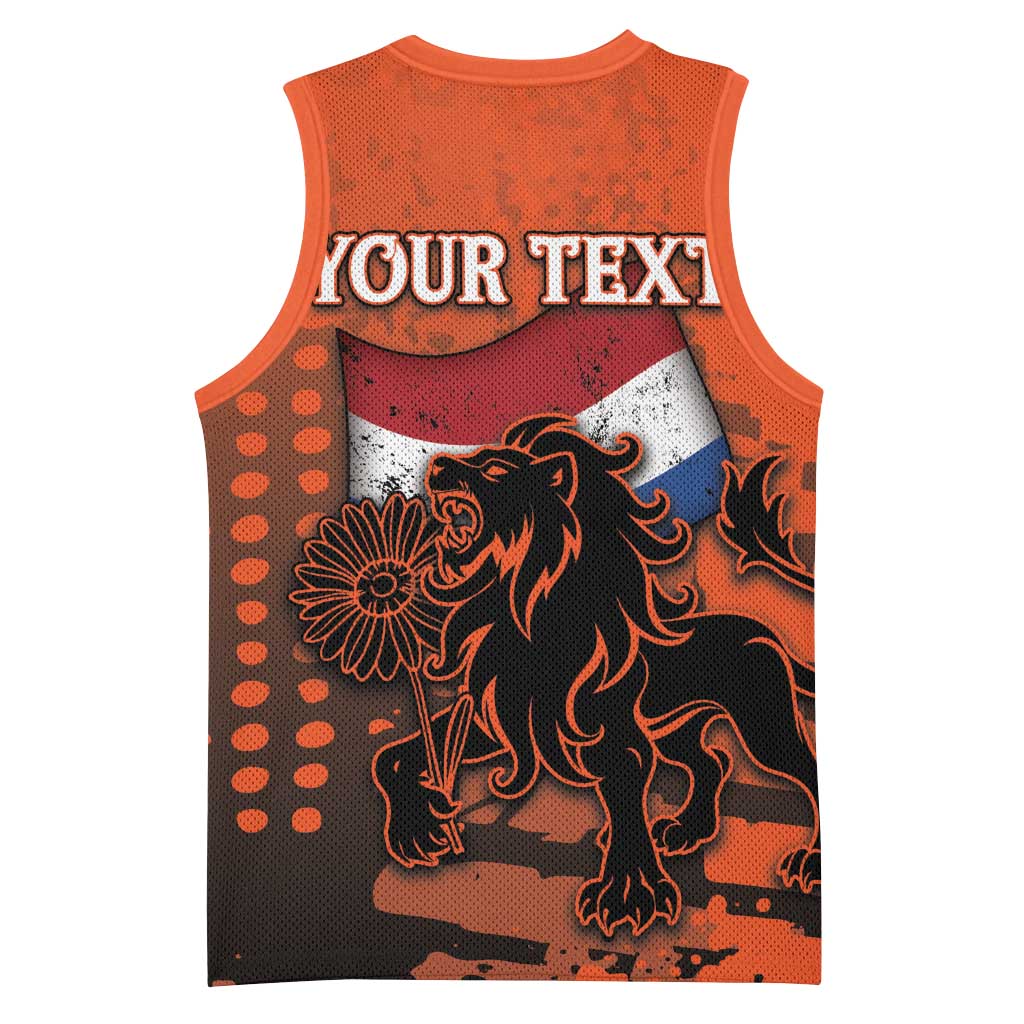 Personalized Netherlands Basketball Jersey Lion With Daisy Flower - Wonder Print Shop