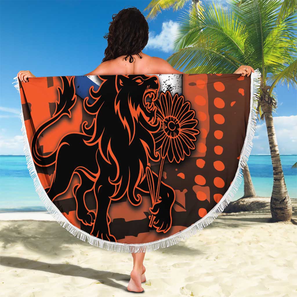 Netherlands Beach Blanket Lion With Daisy Flower - Wonder Print Shop