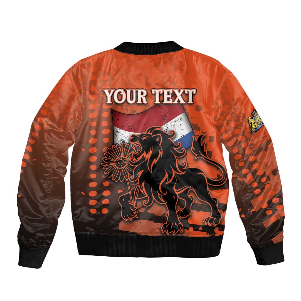 Personalized Netherlands Bomber Jacket Lion With Daisy Flower - Wonder Print Shop
