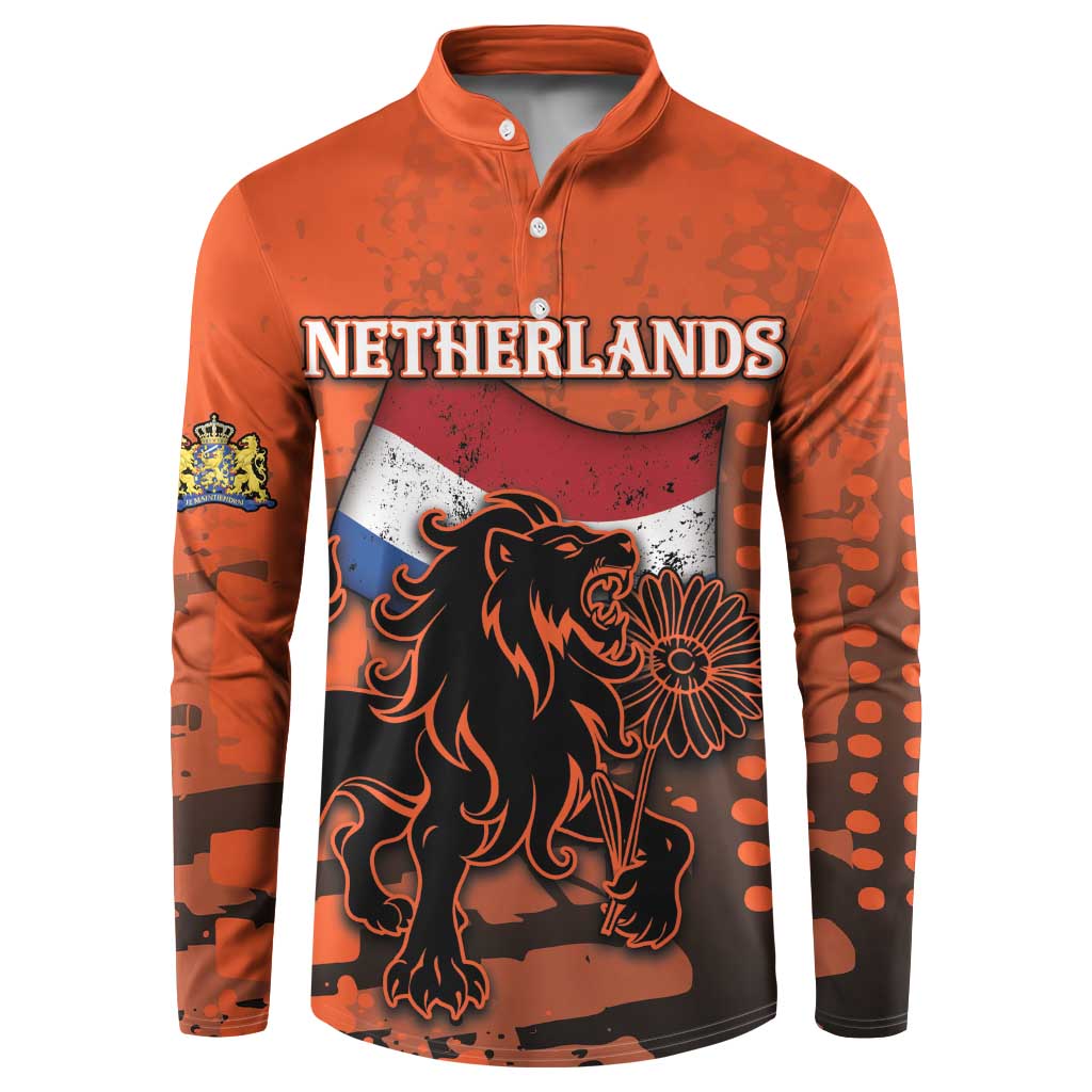 Personalized Netherlands Button Sweatshirt Lion With Daisy Flower - Wonder Print Shop