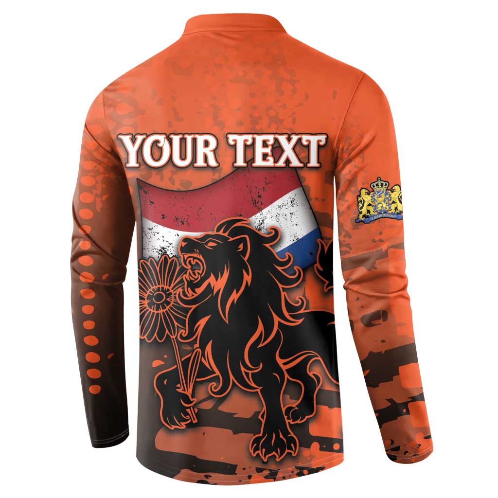 Personalized Netherlands Button Sweatshirt Lion With Daisy Flower - Wonder Print Shop