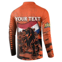 Personalized Netherlands Button Sweatshirt Lion With Daisy Flower - Wonder Print Shop