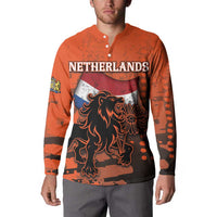 Personalized Netherlands Button Sweatshirt Lion With Daisy Flower - Wonder Print Shop
