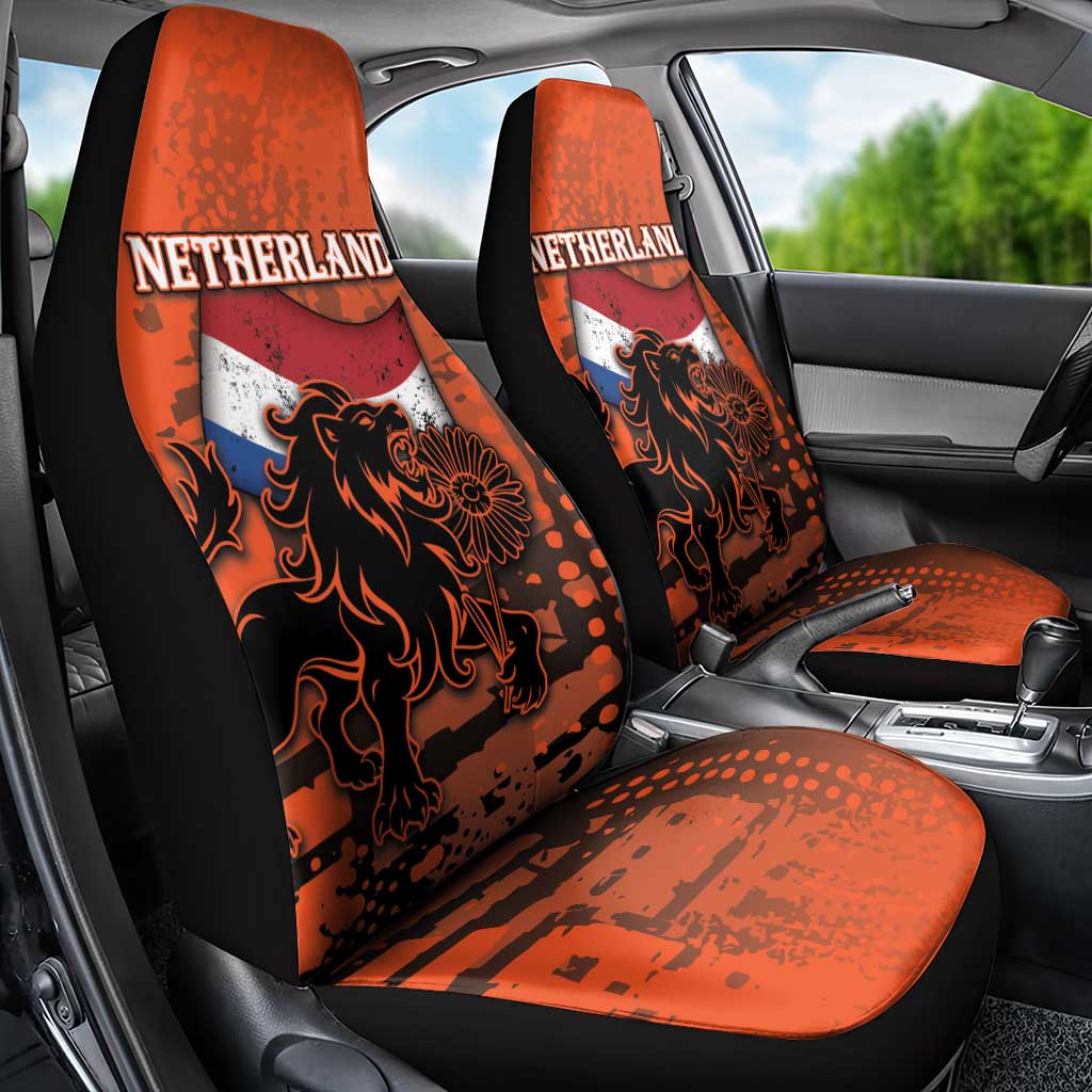 Netherlands Car Seat Cover Lion With Daisy Flower - Wonder Print Shop