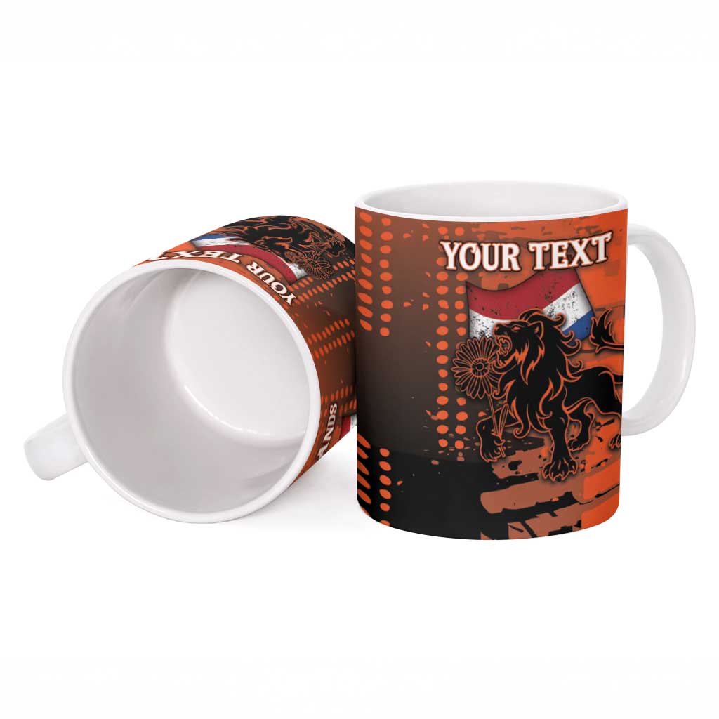 Personalized Netherlands Ceramic Mug Lion With Daisy Flower - Wonder Print Shop