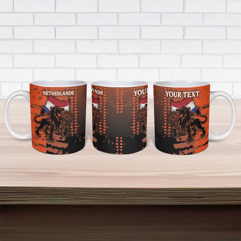 Personalized Netherlands Ceramic Mug Lion With Daisy Flower - Wonder Print Shop