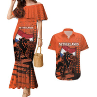 Personalized Netherlands Couples Matching Mermaid Dress and Hawaiian Shirt Lion With Daisy Flower - Wonder Print Shop