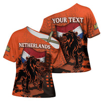 Personalized Netherlands Cross Shoulder Shirt Lion With Daisy Flower - Wonder Print Shop