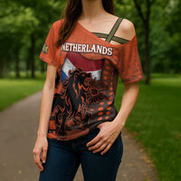 Personalized Netherlands Cross Shoulder Shirt Lion With Daisy Flower - Wonder Print Shop