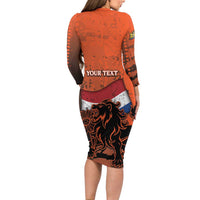 Personalized Netherlands Family Matching Long Sleeve Bodycon Dress and Hawaiian Shirt Lion With Daisy Flower - Wonder Print Shop