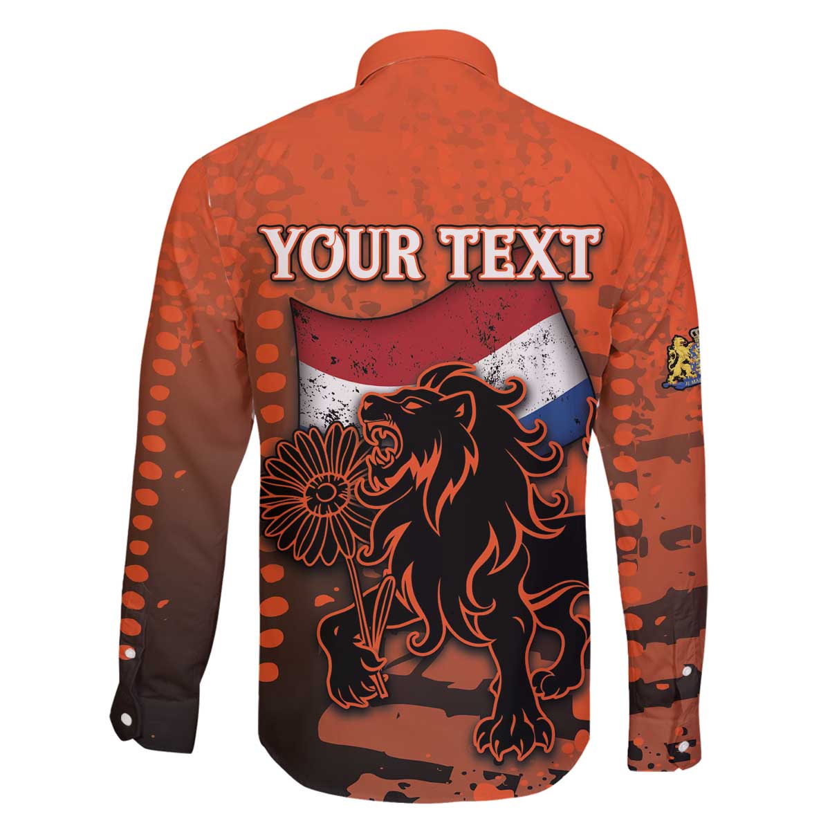 Personalized Netherlands Family Matching Off The Shoulder Long Sleeve Dress and Hawaiian Shirt Lion With Daisy Flower - Wonder Print Shop