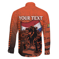 Personalized Netherlands Family Matching Off The Shoulder Long Sleeve Dress and Hawaiian Shirt Lion With Daisy Flower - Wonder Print Shop