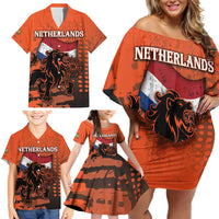 Personalized Netherlands Family Matching Off Shoulder Short Dress and Hawaiian Shirt Lion With Daisy Flower - Wonder Print Shop