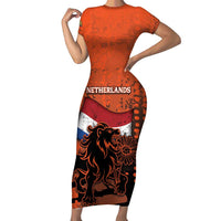 Personalized Netherlands Family Matching Short Sleeve Bodycon Dress and Hawaiian Shirt Lion With Daisy Flower - Wonder Print Shop