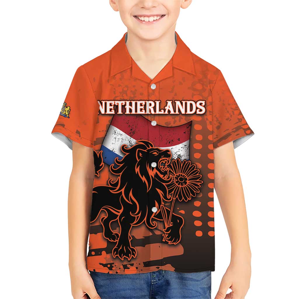 Personalized Netherlands Family Matching Short Sleeve Bodycon Dress and Hawaiian Shirt Lion With Daisy Flower - Wonder Print Shop
