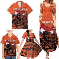 Personalized Netherlands Family Matching Summer Maxi Dress and Hawaiian Shirt Lion With Daisy Flower - Wonder Print Shop