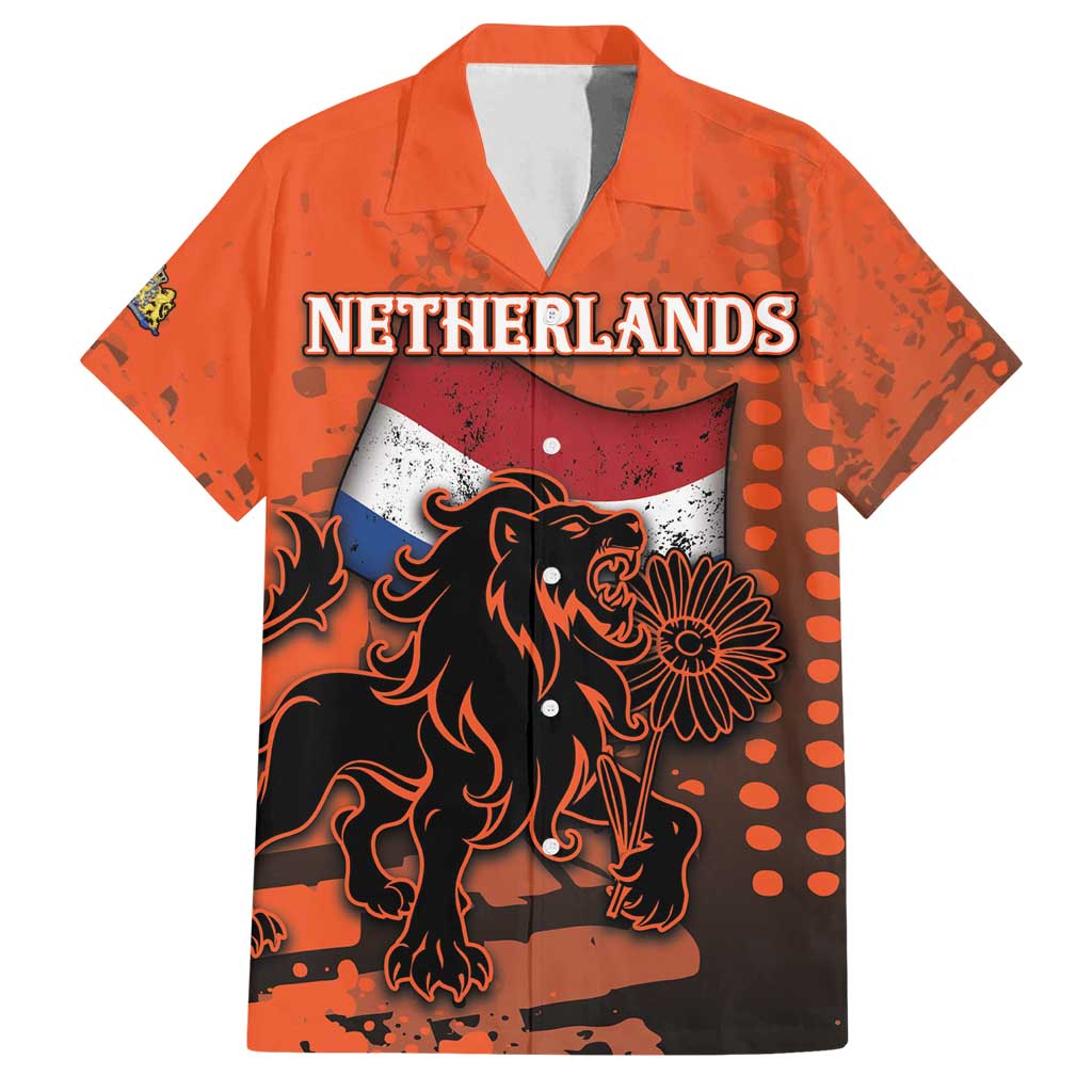 Personalized Netherlands Family Matching Tank Maxi Dress and Hawaiian Shirt Lion With Daisy Flower - Wonder Print Shop