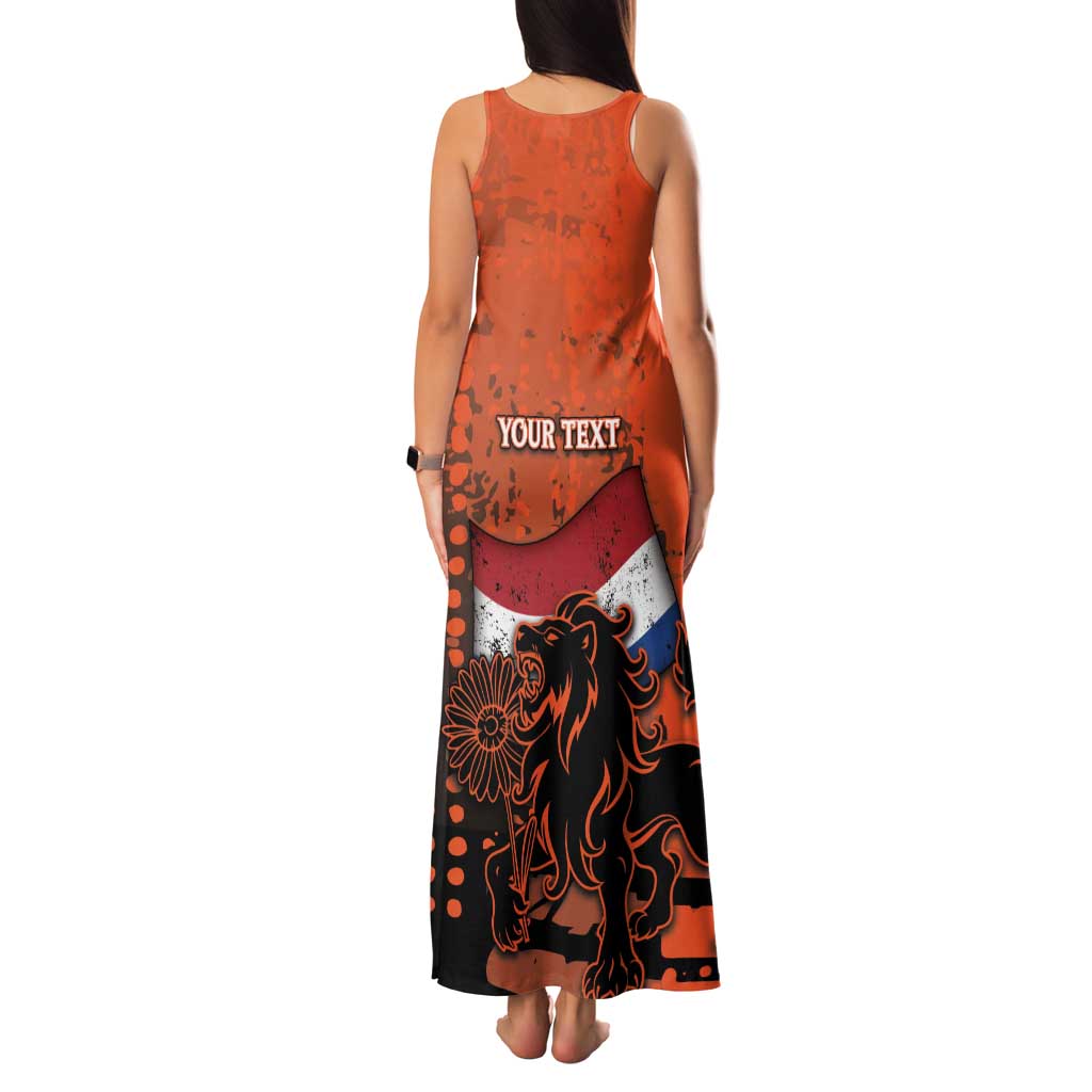 Personalized Netherlands Family Matching Tank Maxi Dress and Hawaiian Shirt Lion With Daisy Flower - Wonder Print Shop