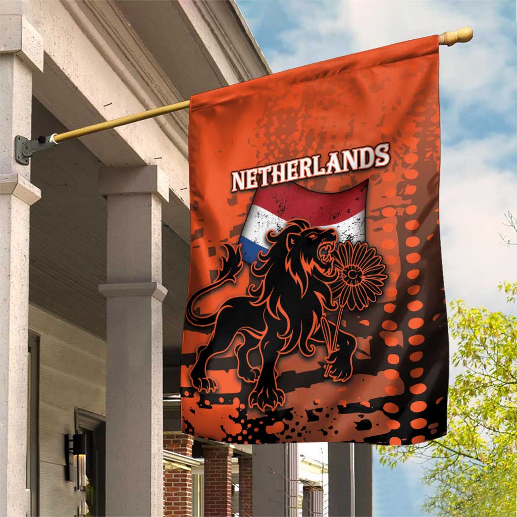 Netherlands Garden Flag Lion With Daisy Flower - Wonder Print Shop