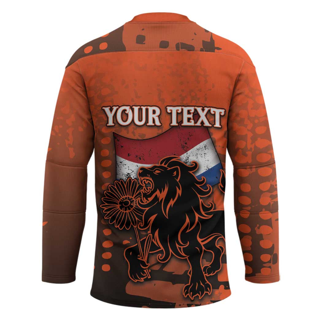 Personalized Netherlands Hockey Jersey Lion With Daisy Flower - Wonder Print Shop