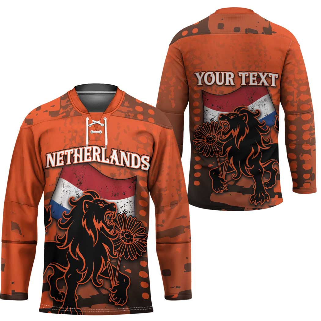 Personalized Netherlands Hockey Jersey Lion With Daisy Flower - Wonder Print Shop
