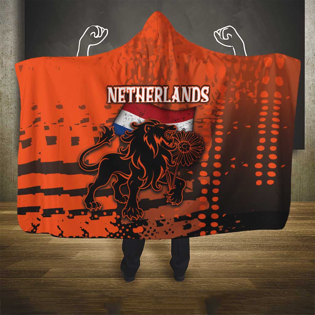 Netherlands Hooded Blanket Lion With Daisy Flower - Wonder Print Shop