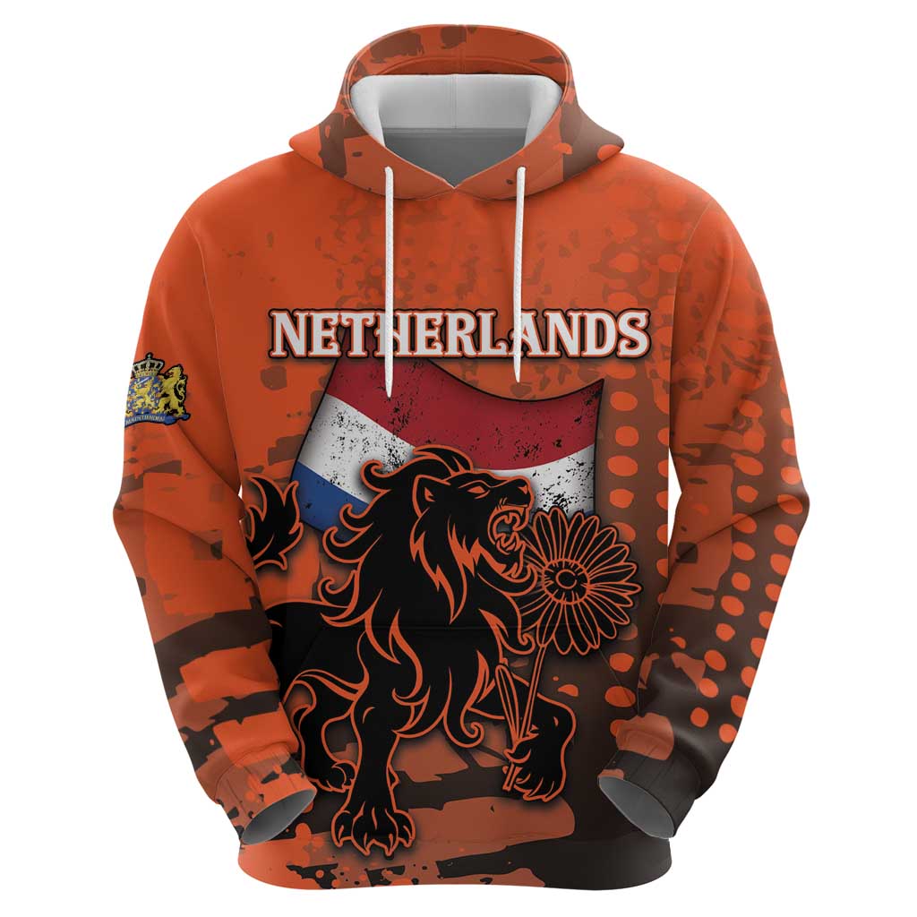 Personalized Netherlands Hoodie Lion With Daisy Flower - Wonder Print Shop