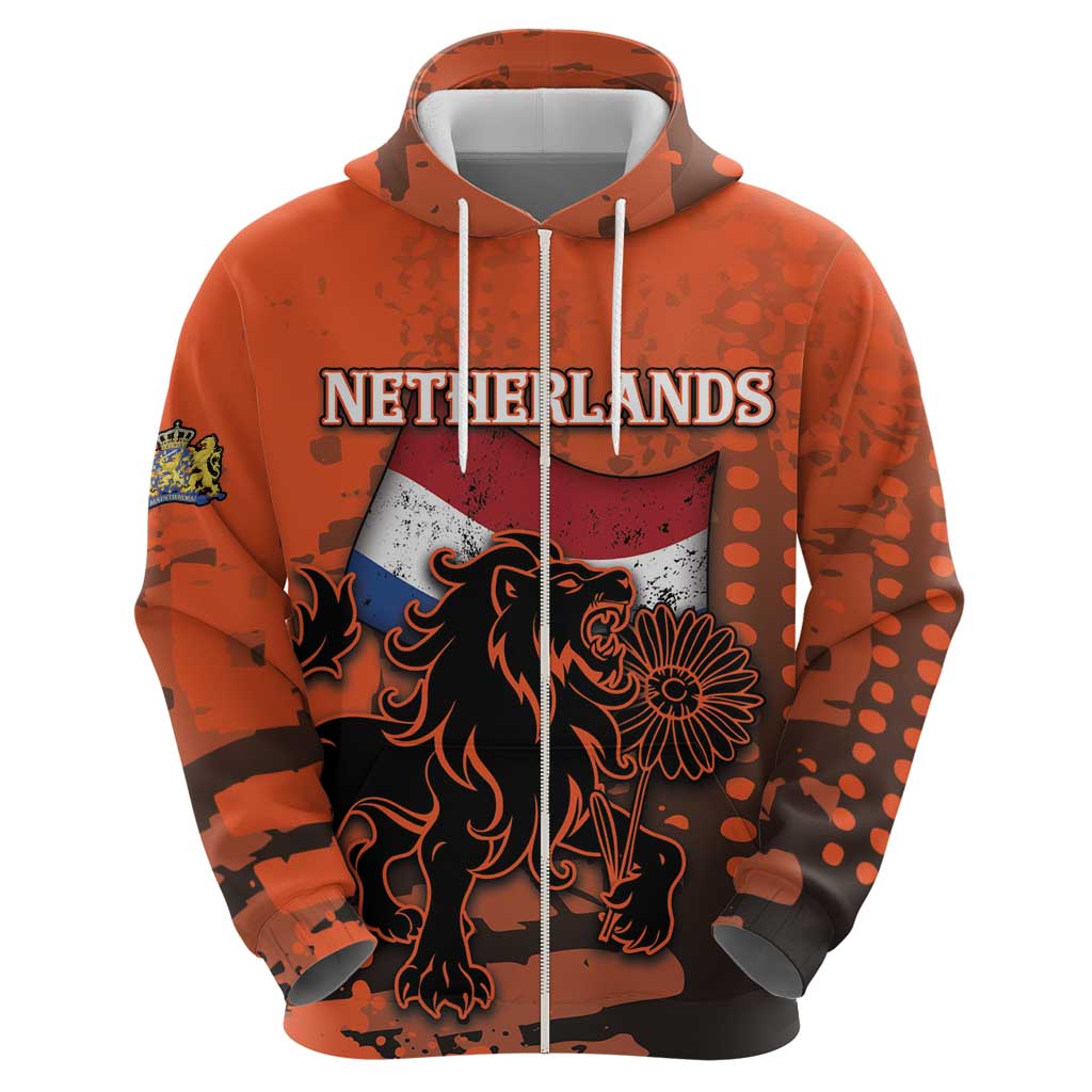 Personalized Netherlands Hoodie Lion With Daisy Flower - Wonder Print Shop