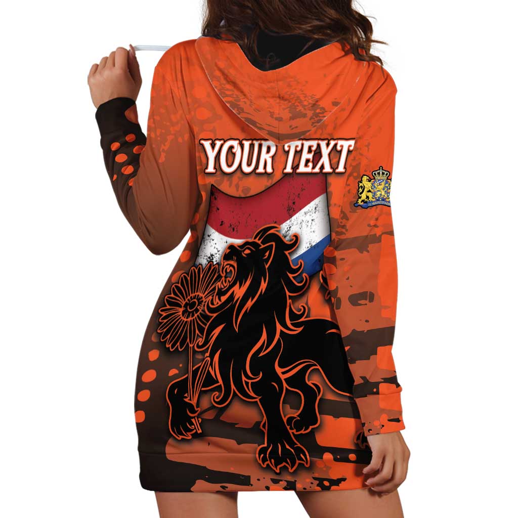 Personalized Netherlands Hoodie Dress Lion With Daisy Flower - Wonder Print Shop