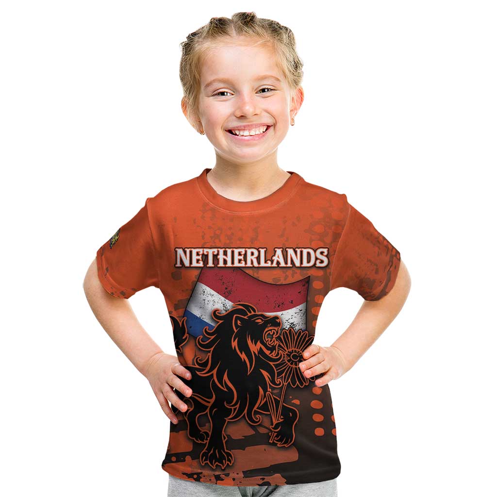 Personalized Netherlands Kid T Shirt Lion With Daisy Flower - Wonder Print Shop