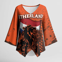 Personalized Netherlands Kimono Sleeve Blouse Lion With Daisy Flower - Wonder Print Shop