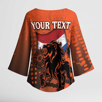 Personalized Netherlands Kimono Sleeve Blouse Lion With Daisy Flower - Wonder Print Shop