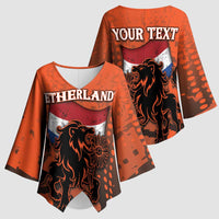 Personalized Netherlands Kimono Sleeve Blouse Lion With Daisy Flower - Wonder Print Shop