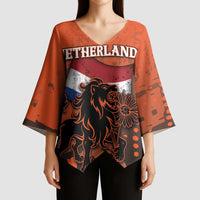 Personalized Netherlands Kimono Sleeve Blouse Lion With Daisy Flower - Wonder Print Shop
