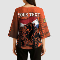 Personalized Netherlands Kimono Sleeve Blouse Lion With Daisy Flower - Wonder Print Shop
