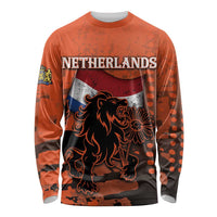 Personalized Netherlands Long Sleeve Shirt Lion With Daisy Flower - Wonder Print Shop