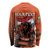 Personalized Netherlands Long Sleeve Shirt Lion With Daisy Flower - Wonder Print Shop