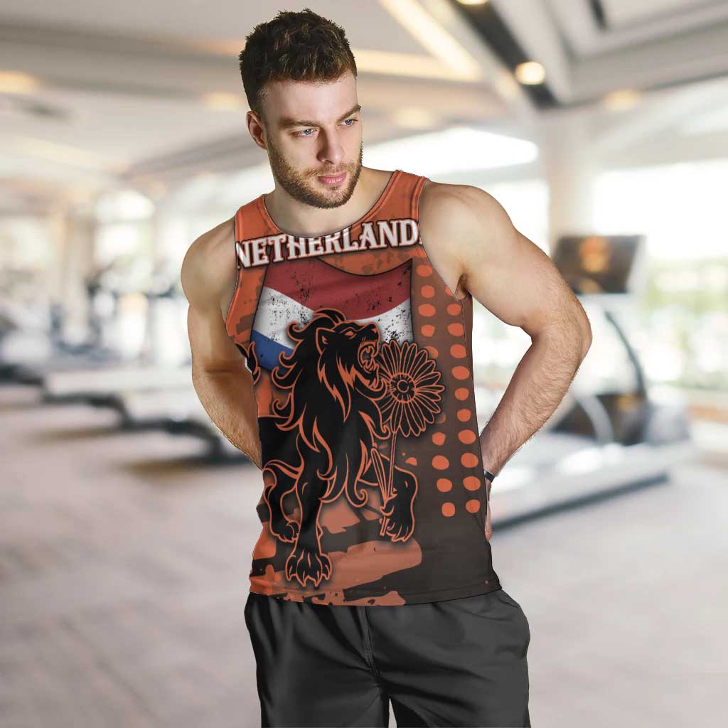 Personalized Netherlands Men Tank Top Lion With Daisy Flower - Wonder Print Shop