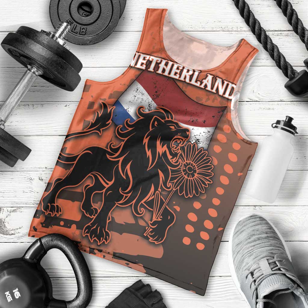 Personalized Netherlands Men Tank Top Lion With Daisy Flower - Wonder Print Shop