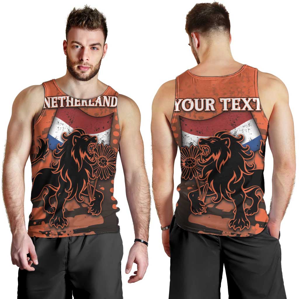 Personalized Netherlands Men Tank Top Lion With Daisy Flower - Wonder Print Shop