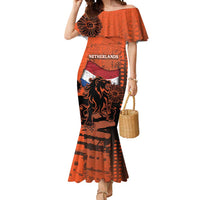 Personalized Netherlands Mermaid Dress Lion With Daisy Flower - Wonder Print Shop