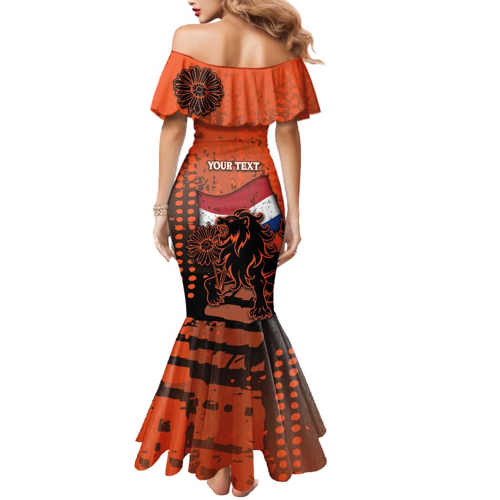 Personalized Netherlands Mermaid Dress Lion With Daisy Flower - Wonder Print Shop