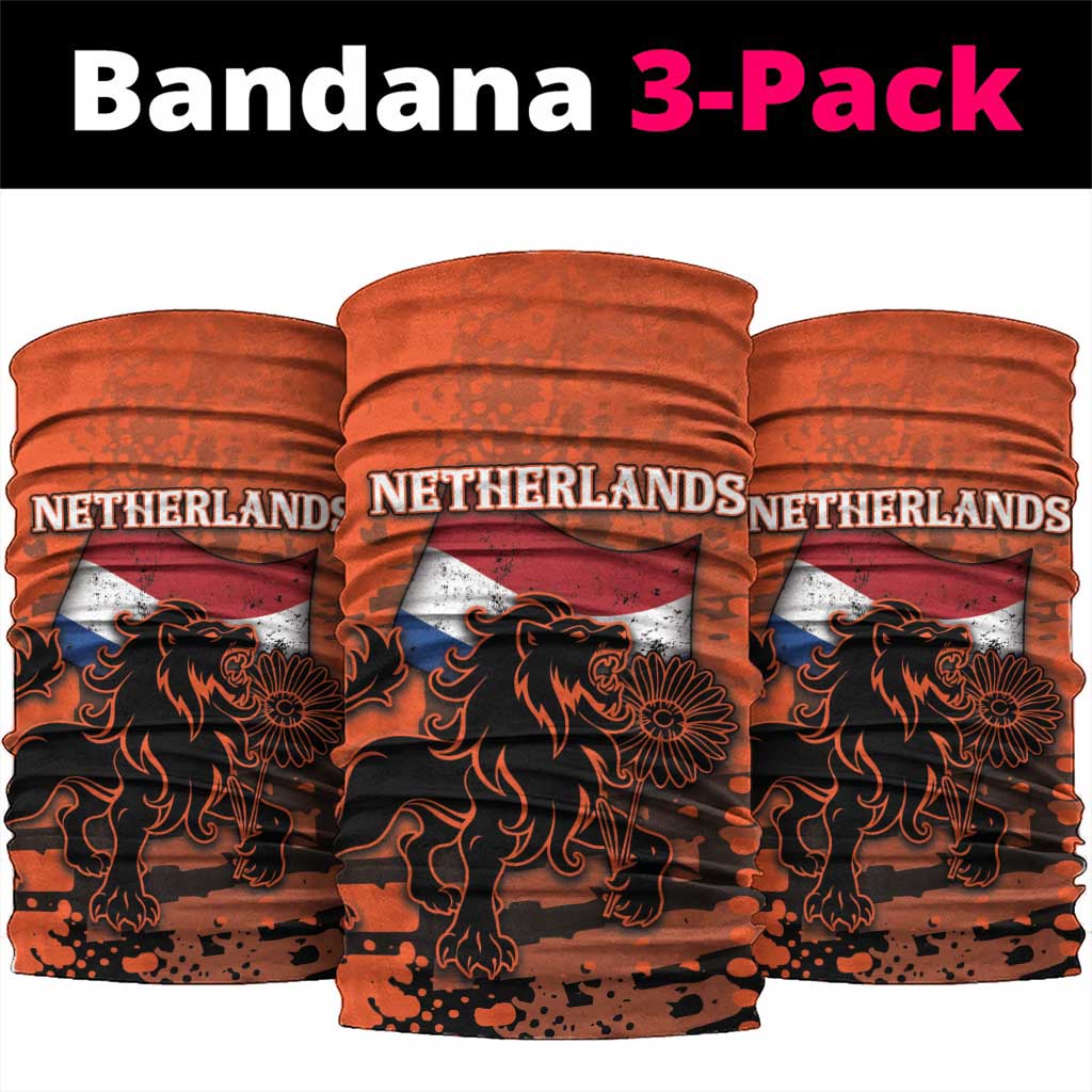 Netherlands Neck Gaiter Lion With Daisy Flower - Wonder Print Shop